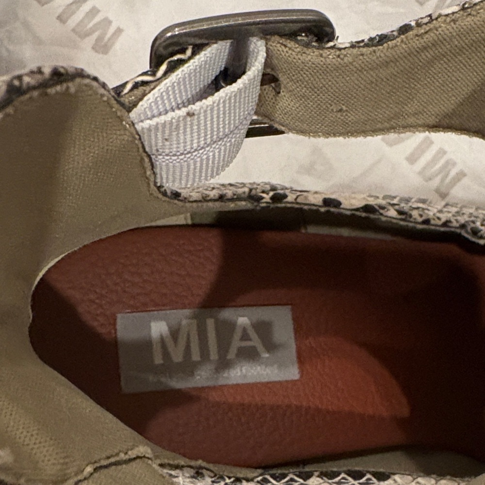 MIA Beige and Black Patterned Ankle Booties - Picture 2 of 10